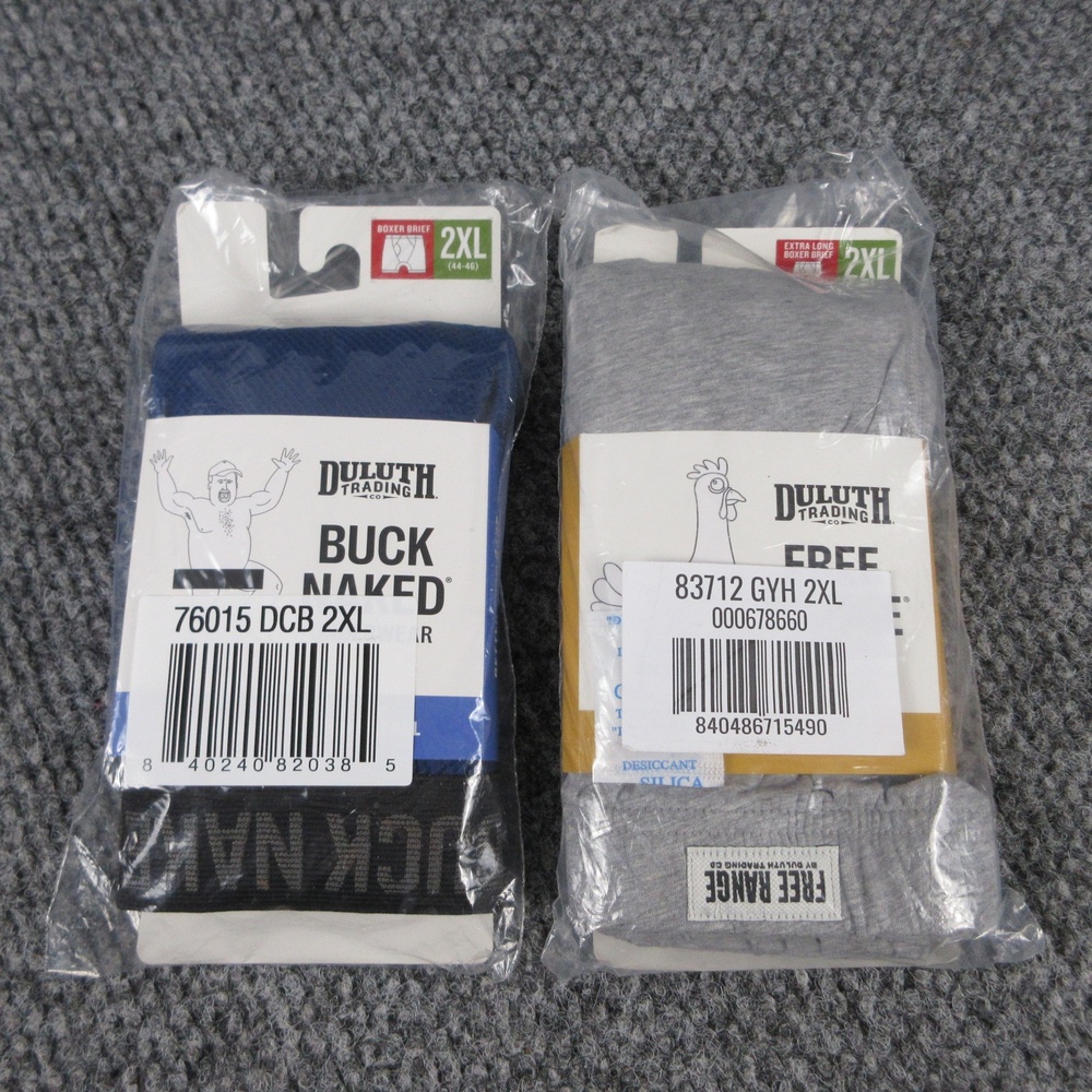 Duluth Trading Boxer Briefs Mens 2XL Multicolor Buck Naked Free Range 2 Pack NWT